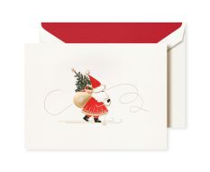 Crane Weihnachtsbillett-Box Skiing Santa