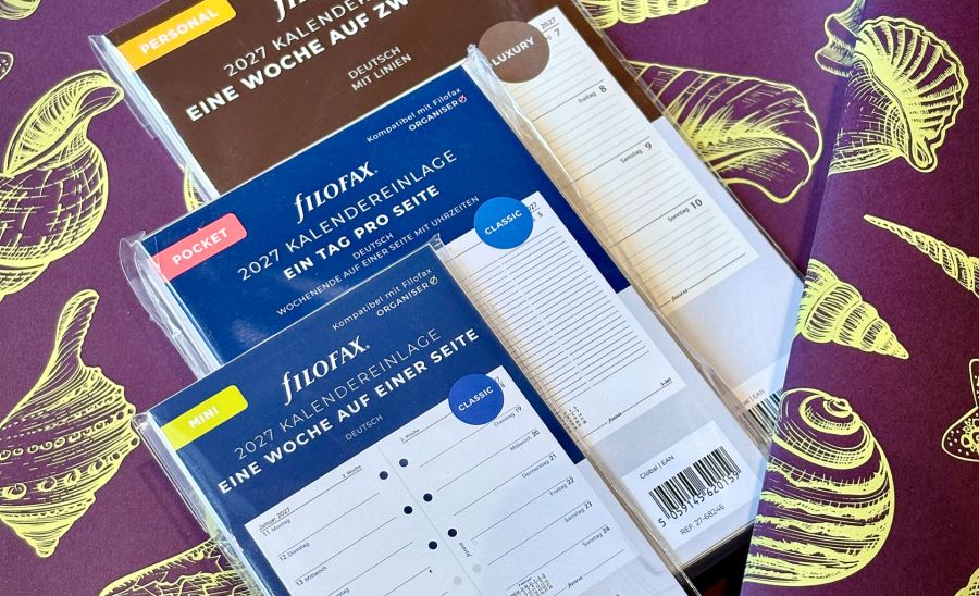Kalendereinlagen von Filofax f&uuml;r das Jahr 2027