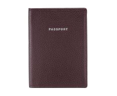 Lederhülle für Reisepass plum